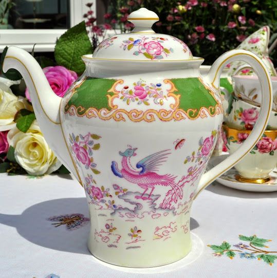 Minton Green Cockatrice 4863 Large Teapot c.1960's