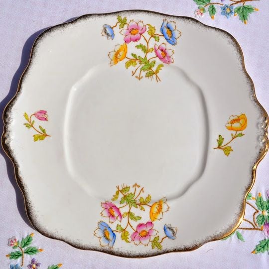 Royal Albert Anemone Vintage Hand Painted Cake Plate c.1935+