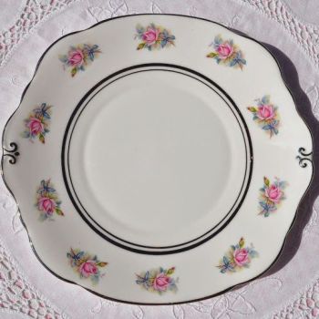 Duchess China Pink and Blue Roses Cake Plate c.1950s