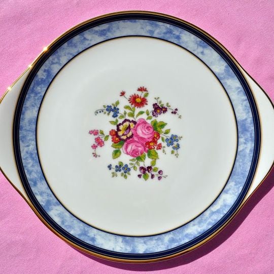 Royal Doulton Centennial Rose Pattern Earred Cake Plate - New