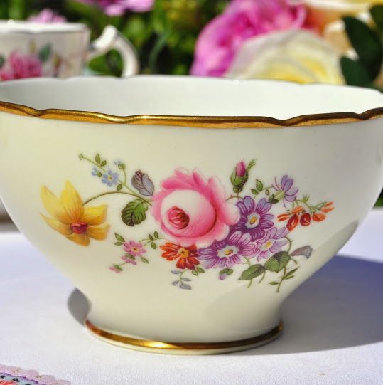 Cauldon China Cream Floral Vintage Sugar Bowl