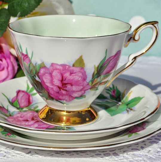World Famous Roses Prelude Pattern Vintage China Teacup Trio c.1960's