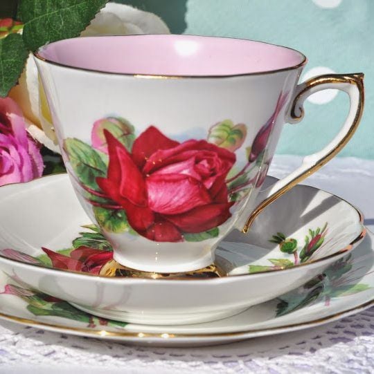 World Famous Roses Grand Gala Pattern Vintage China Teacup Trio c.1960's