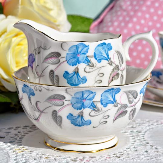 Royal Albert Morning Glory Vintage Milk Jug and Sugar Bowl c.1945+