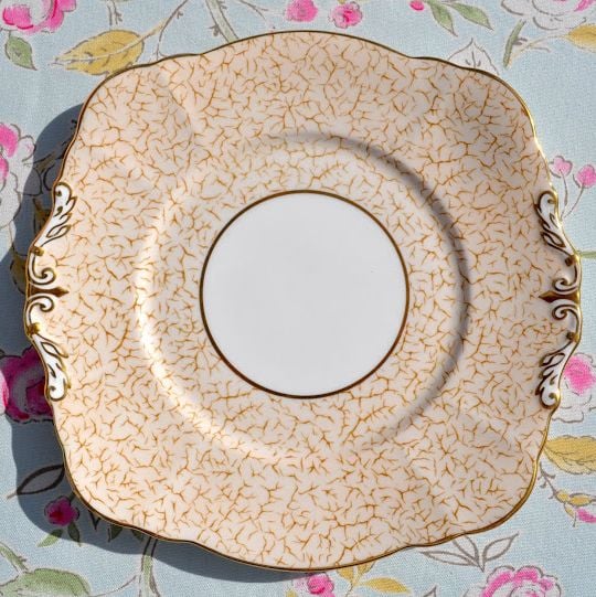Paragon Cream Crackle Glaze Fine Bone China Vintage Cake Plate c.1952+