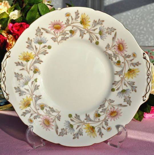 Coalport Chrysanthemum Pattern Vintage Bone China Cake Plate