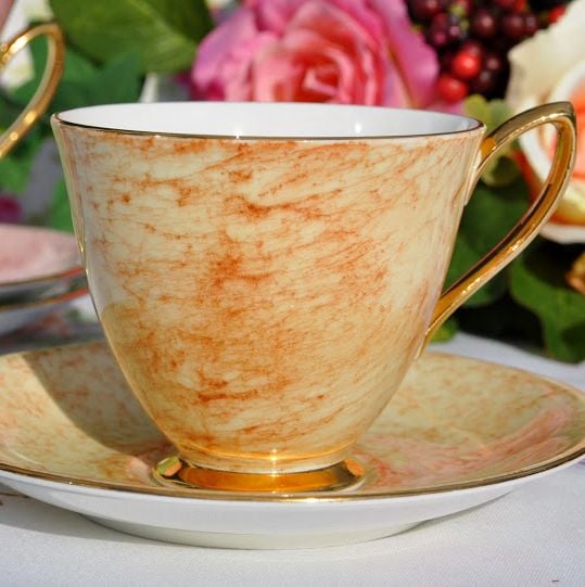Royal Albert Gossamer Amber China Teacup and Saucer c.1950's