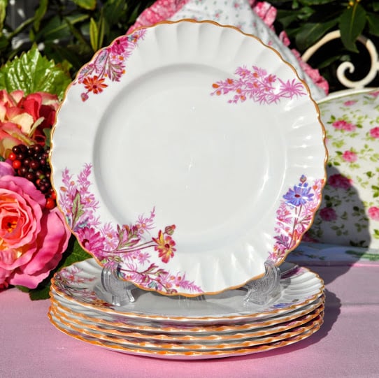 Spode Chelsea Garden Antique Lusterware Plates Set c.1891+