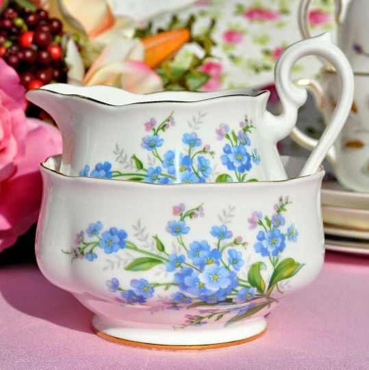 Royal Albert Forget-Me-Not Vintage Milk Jug and Sugar Bowl c.1950's
