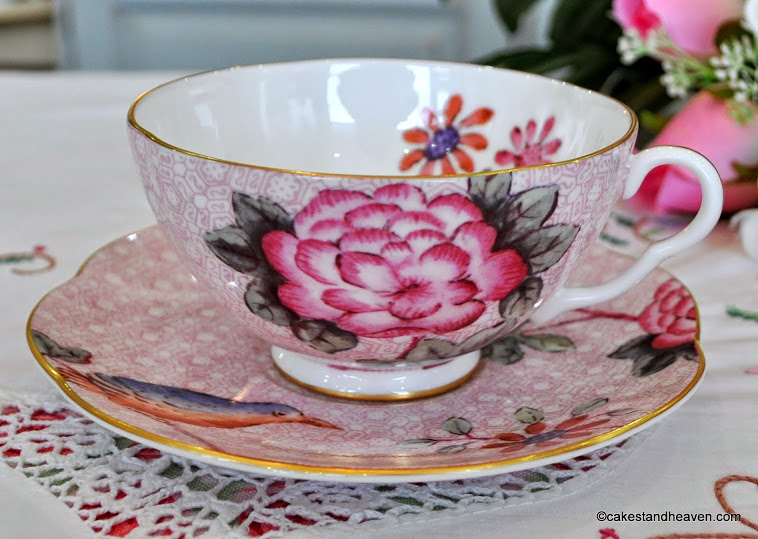 Wedgwood Pink Floral China Teacup and Saucer