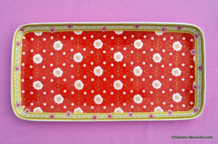 Veronique New Red Floral Bone China Cake, Sandwich or Biscuit Tray