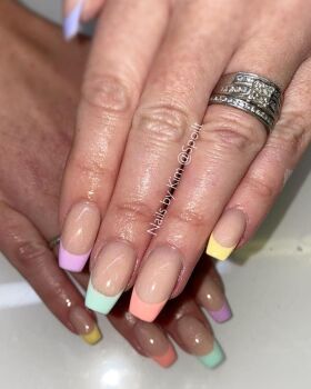 Acrylic/ Gel with gel colour infills