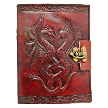 Double Dragon Embossed Leather Journal with Lock 