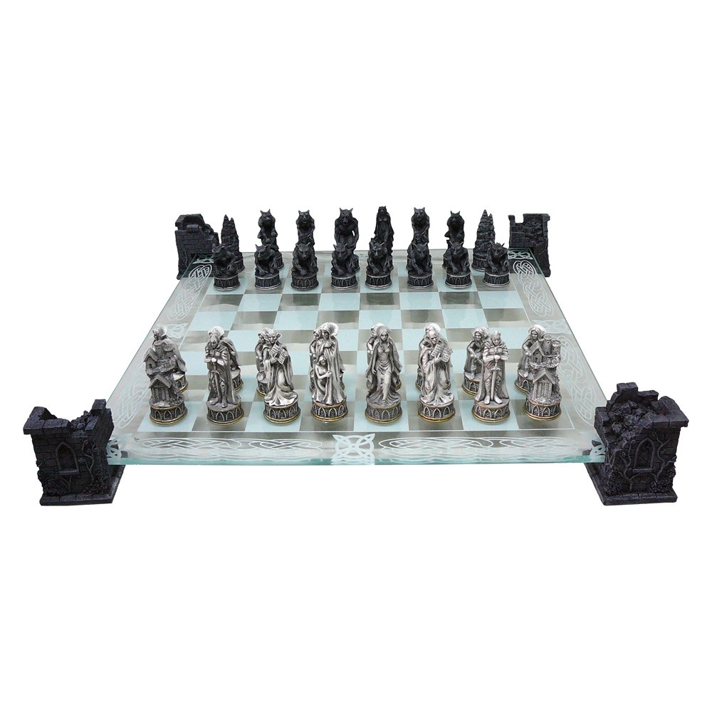 Vampire & Werewolf Glass Chess Set - Nemesis Now | The Mystical Gift Shop