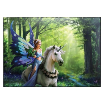 Realm of Enchantment - Fairy & Unicorn Small Glass Picture By Anne Stokes