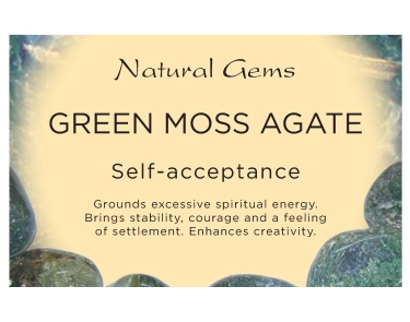 Green Moss Agate Tumblestone Crystal & Information Card Set