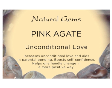 Pink Agate Tumblestone Crystal & Information Card Set
