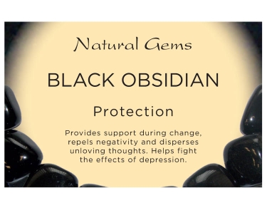 Black Obsidian Tumblestone Crystal & Information Card Set