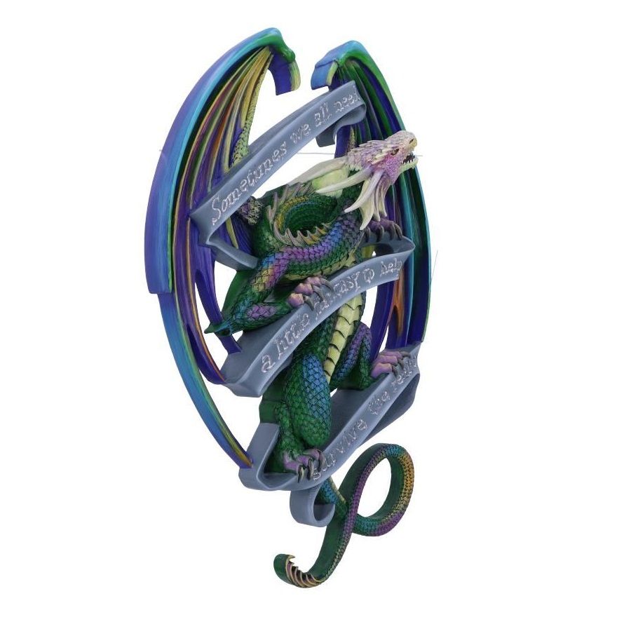 'Sometimes' Rainbow Dragon Scroll Wall Plaque By Anne Stokes