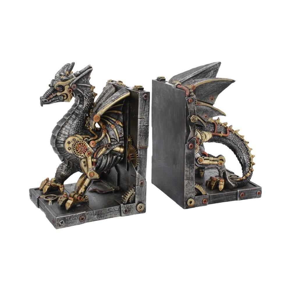 Dracus Machina - Steampunk Dragon Split Bookends (Set of 2)