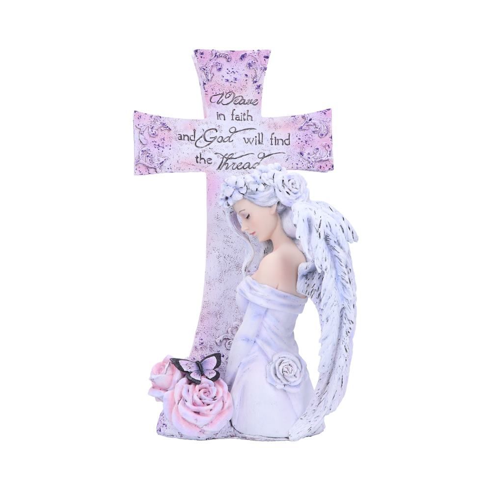 Weave in Faith by Jessica Galbreth - Angel & Cross Headstone Figurine