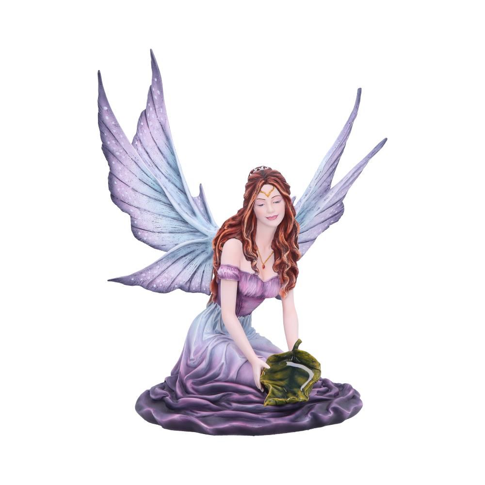 Tessa - Kneeling Fairy Holding Leaf Figurine