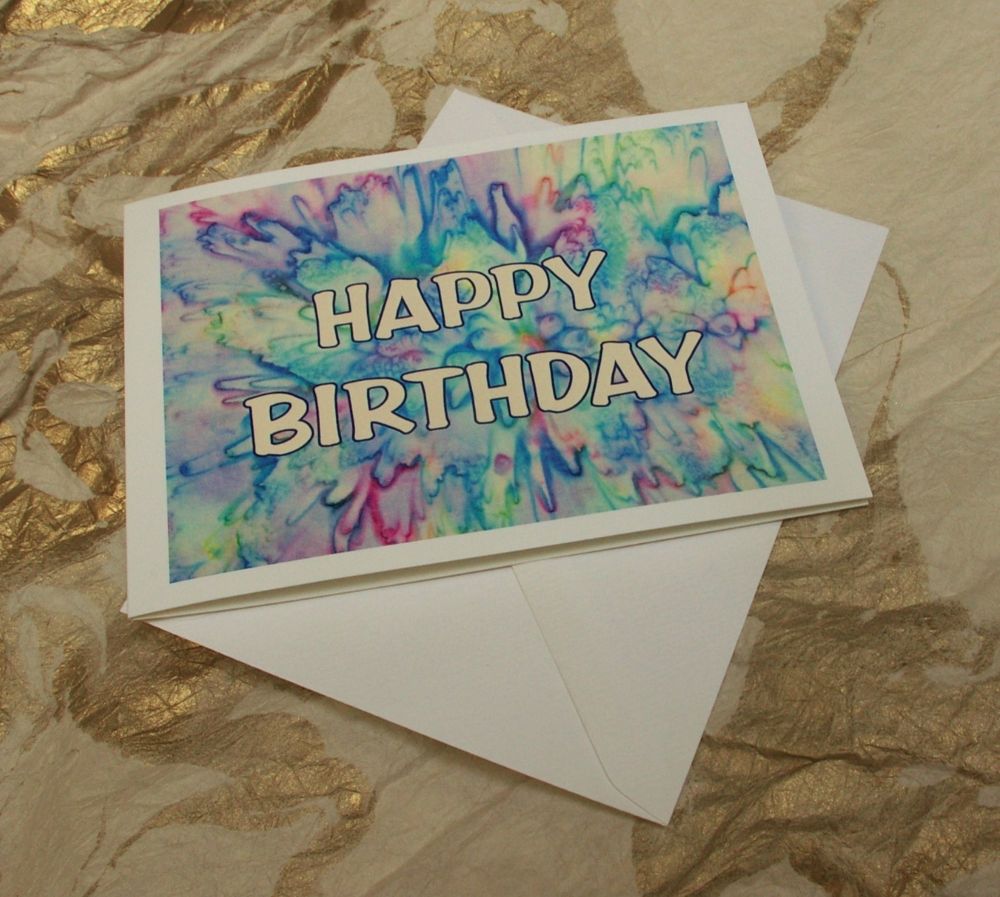 'Happy Birthday' on Silk Greetings Card