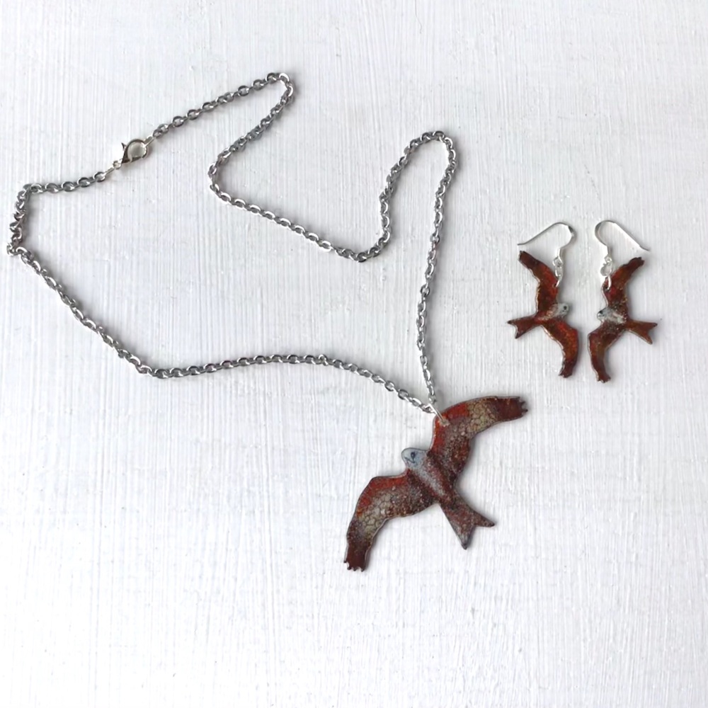 Red Kite Necklace and Earrings