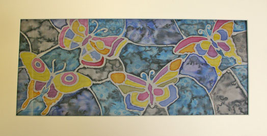 Silk Painted Butterflies in mount