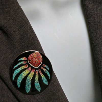 Echinacea Brooch (on jacket)