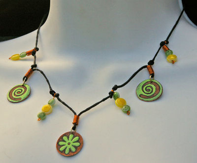 Spiral, Flower & Bead Necklace 
