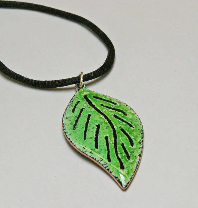 Green Leaf Pendant Close up