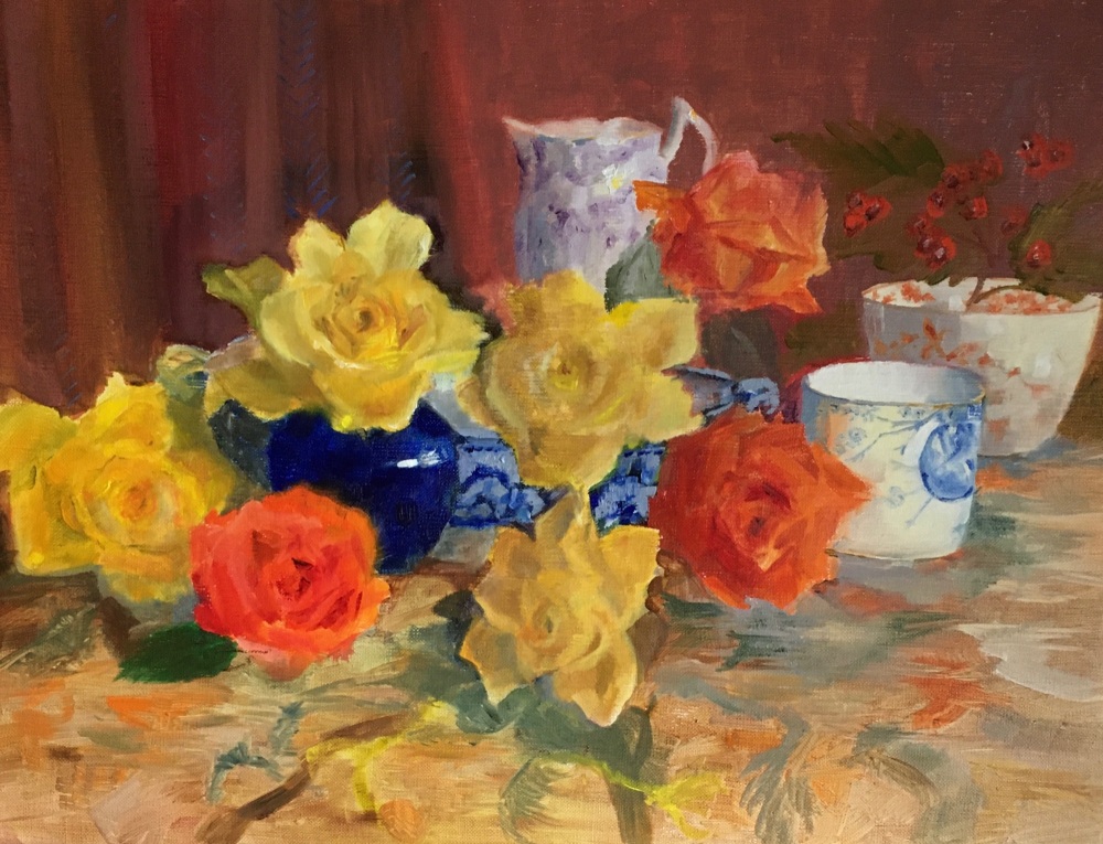 Yellow Roses oil on canvas 12&quot;x16&quot;