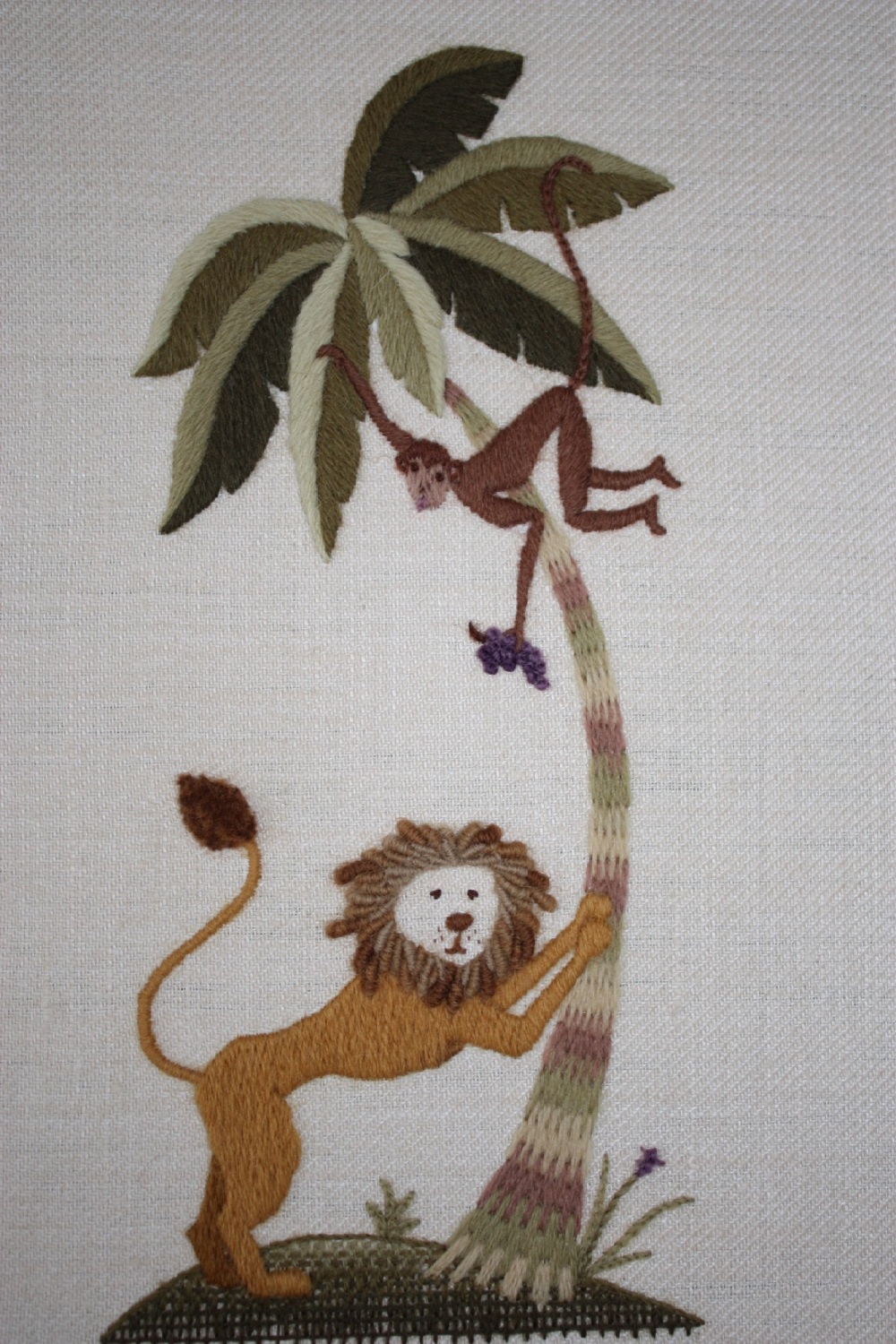 Lion and Monkey Crewelwork Kit
