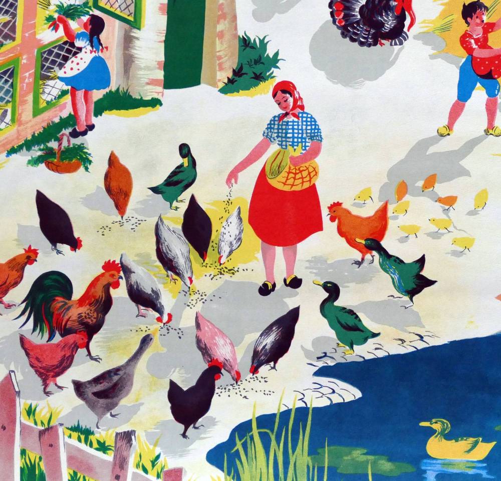 Vintage French School Print - Helen Poirie - The Farm