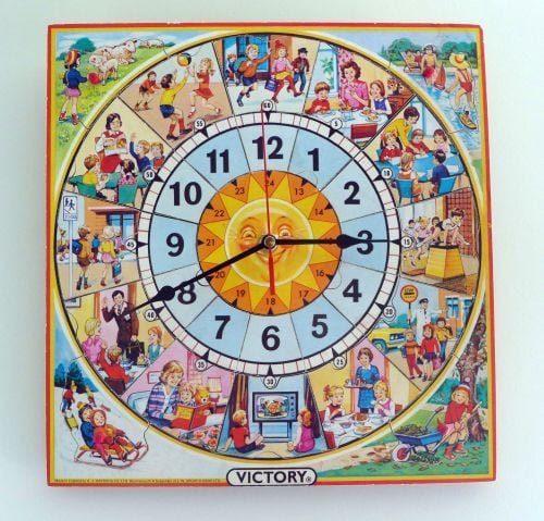 1970's Vintage Victory Wooden Jigsaw Clock - Large Size