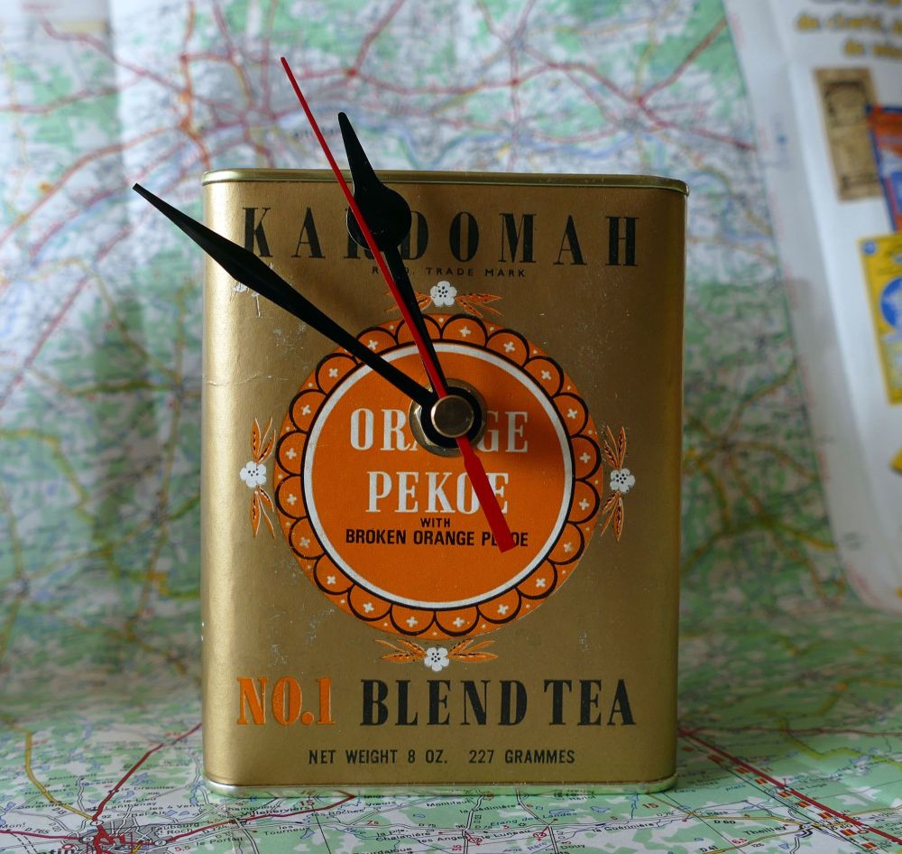 Vintage Tea Caddy Clock - Orange Pekoe Tea
