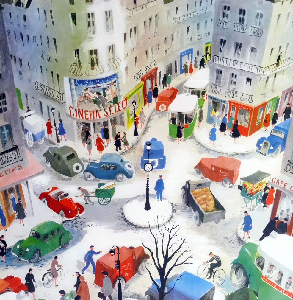 Vintage French School Print - Helen Poirie - The Town