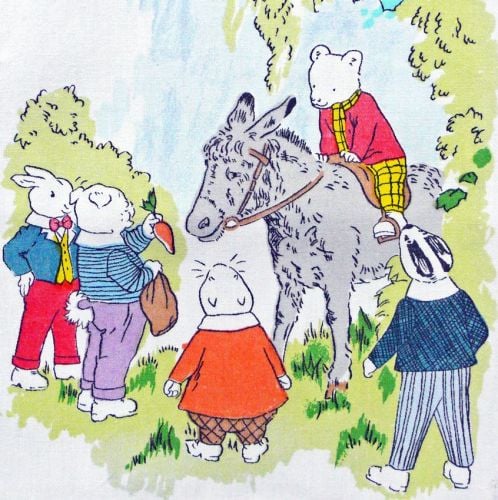 Rupert Bear Vintage Cotton Panel - Donkey