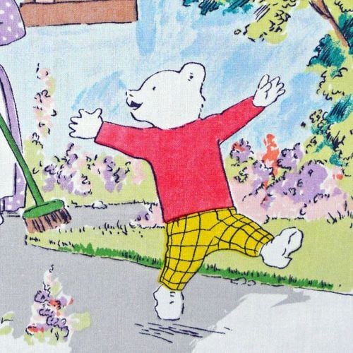 Rupert Bear Vintage Cotton Panel - Garden