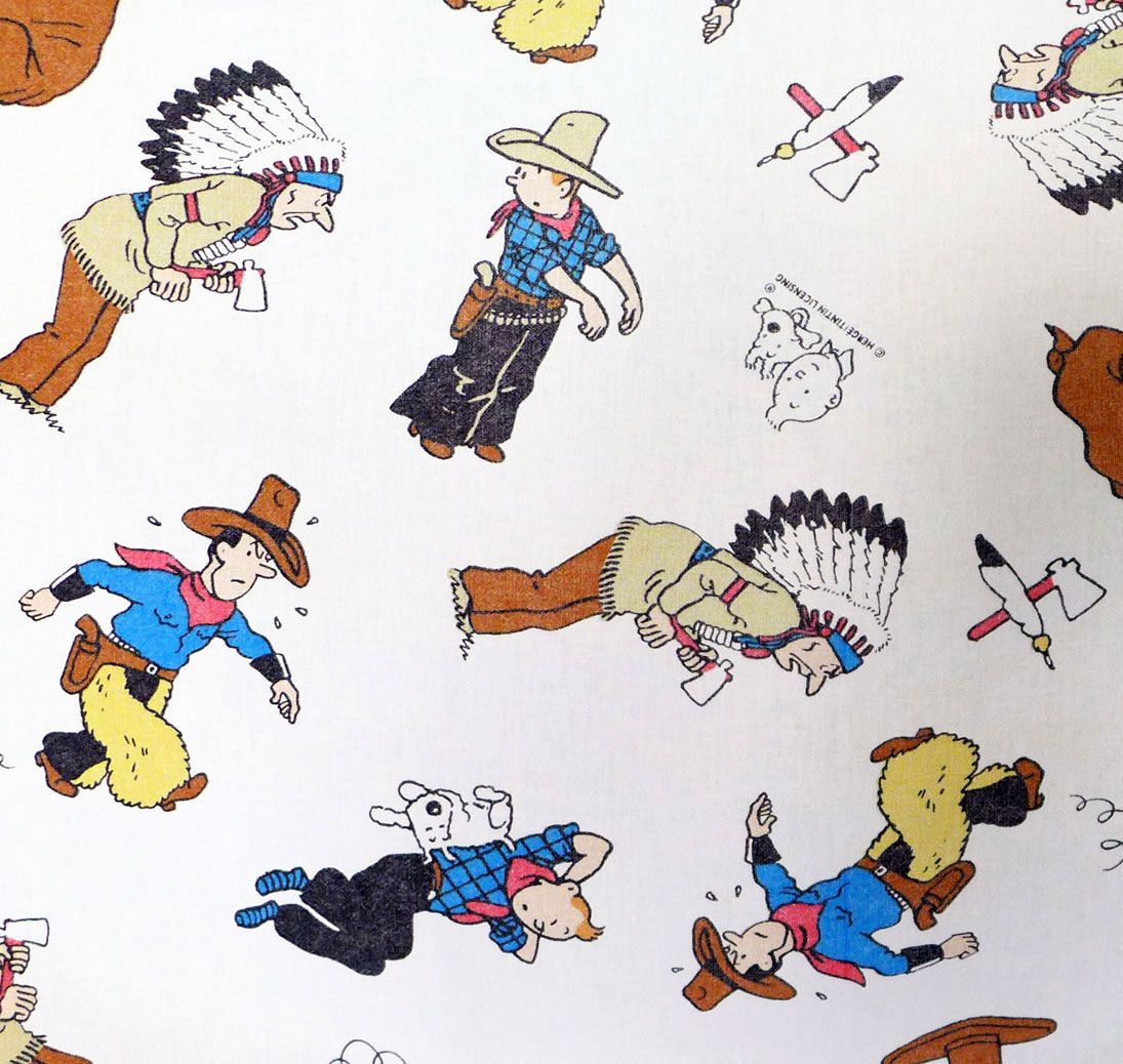 Vintage Tintin Cotton - Tintin in America - 55cm x 55cm