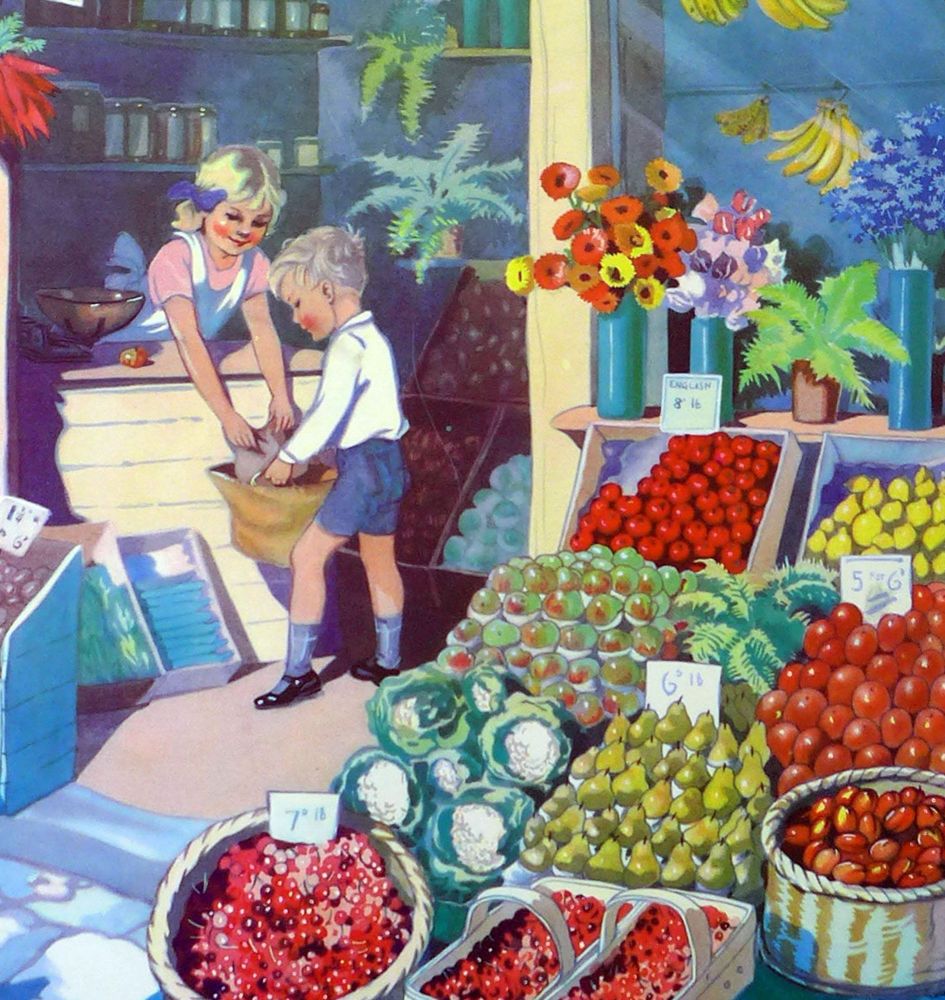 Vintage School Poster 1938 - The Greengrocers
