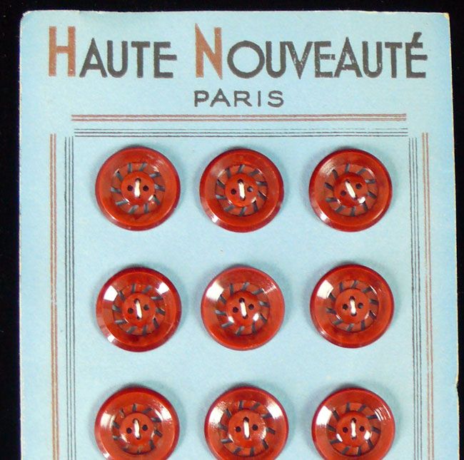 12 Vintage French  Buttons - Burnt Orange