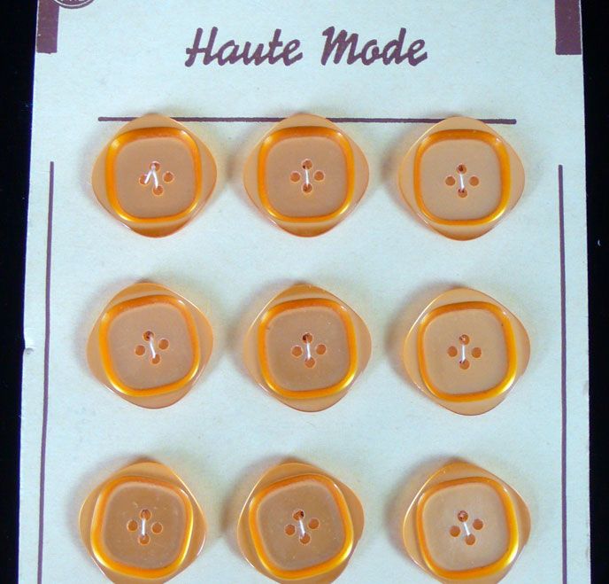 12 Vintage French  Buttons - Pale Orange