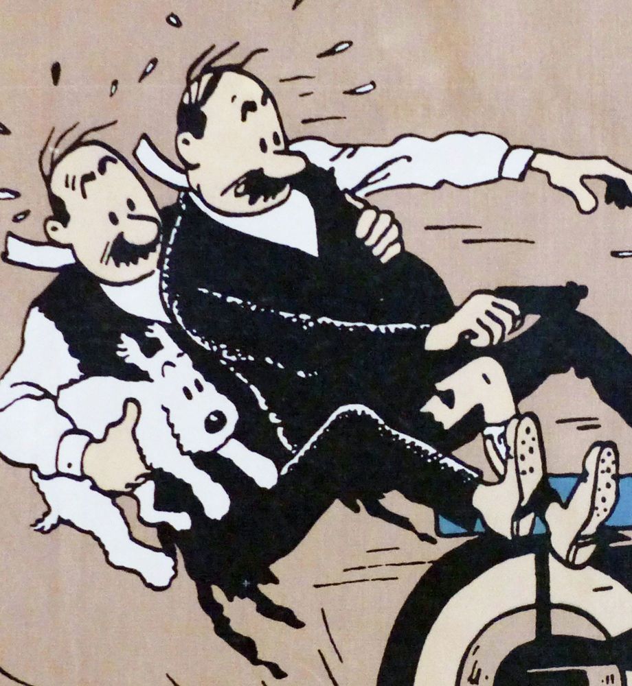 Tintin Fabric Panel - King Ottokar's Sceptre - Thompsons Fall Off!