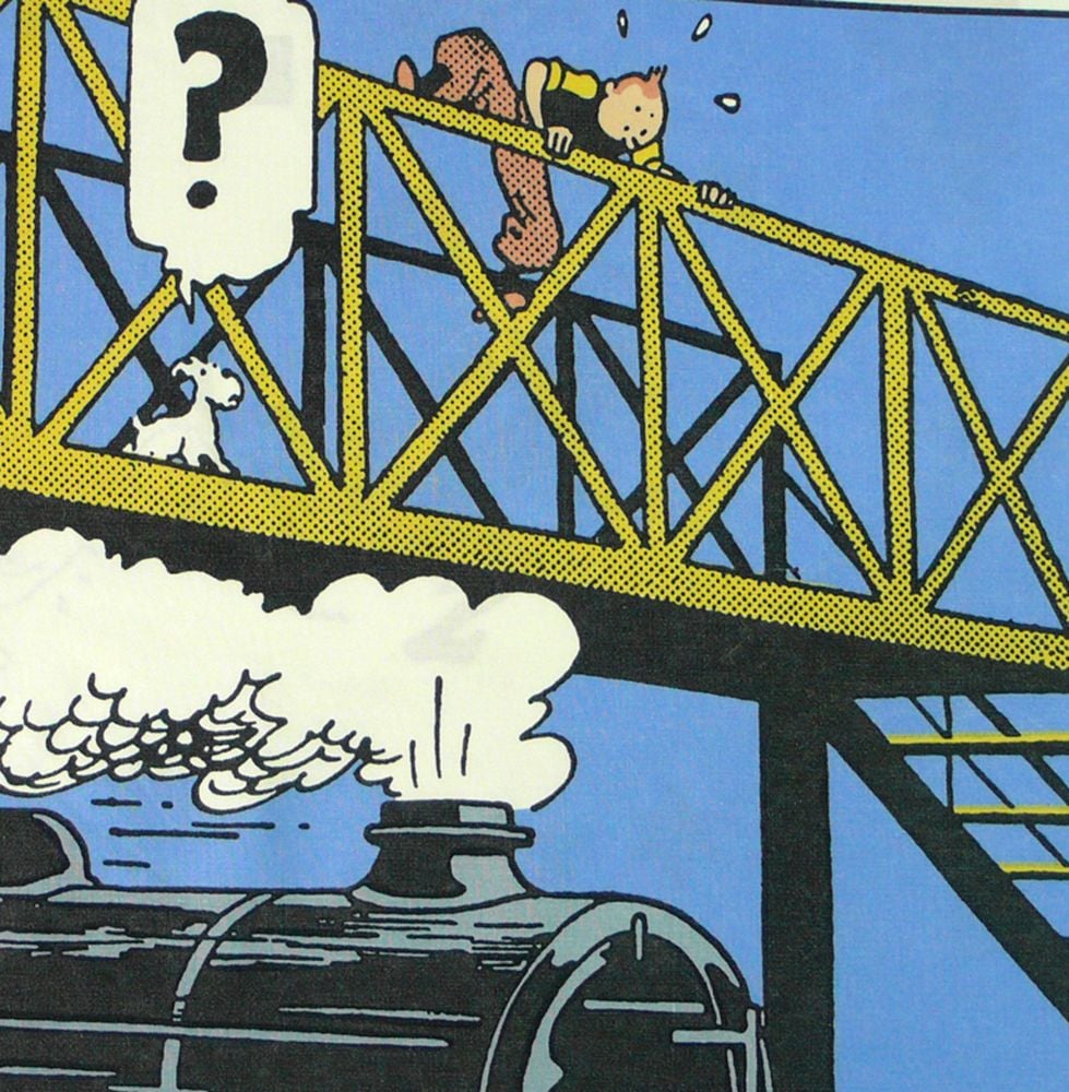 Tintin Cotton Panel - The Black Isle - Tintin on the Bridge