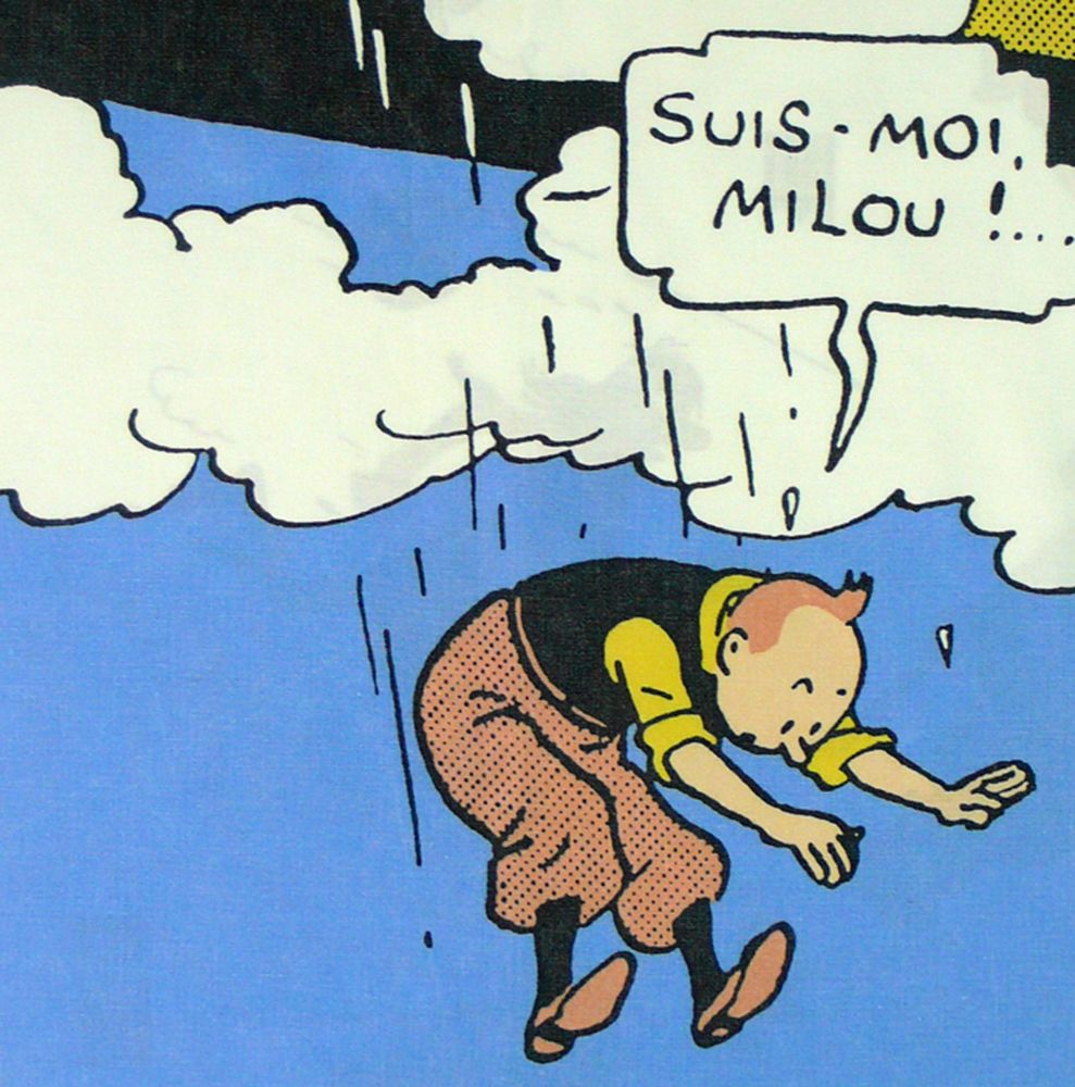 Tintin Cotton Panel - The Black Isle - Tintin Jumps