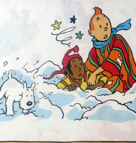 Tintin - Prisoners of the Sun Fabric - Tintin & Zorrino