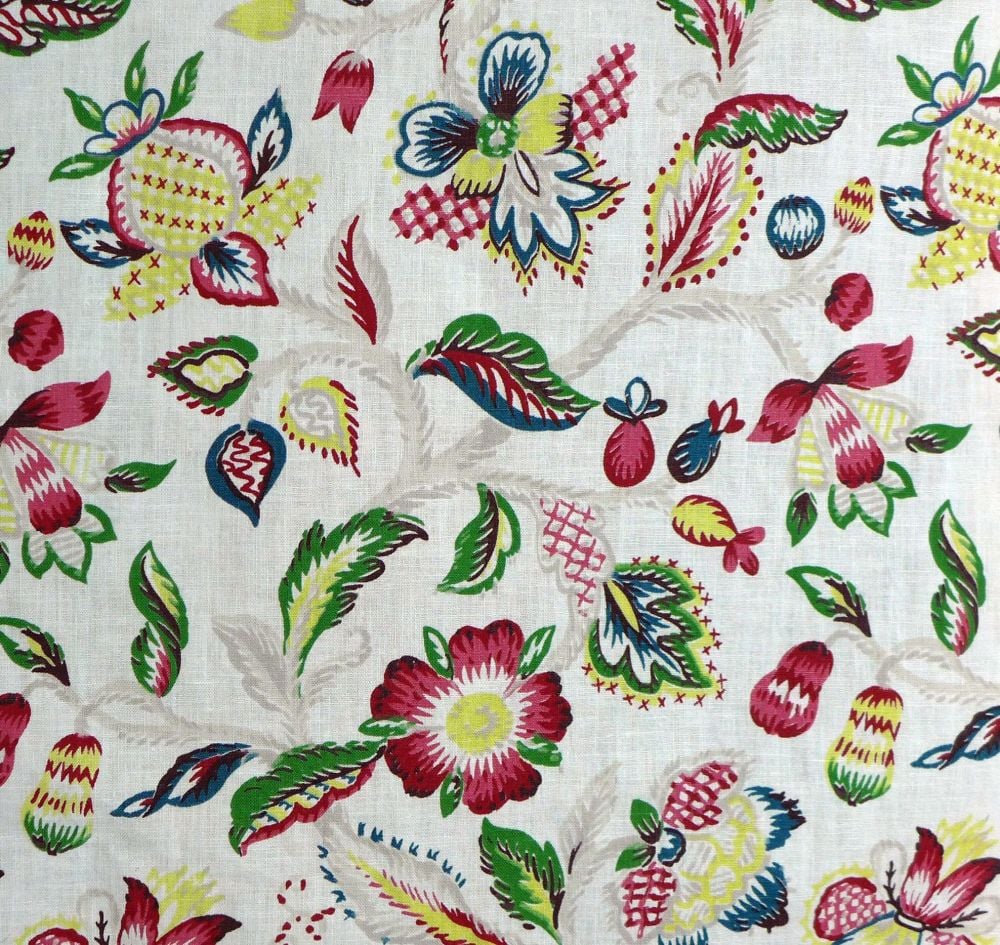 Vintage Jacobean Print Linen - 115cm wide