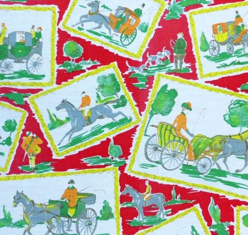 Vintage Horses Print Linen - 125cm wide